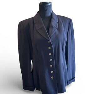 Vintage Escada Margaretha Ley dark navy blazer, size 42, Professional Old Money